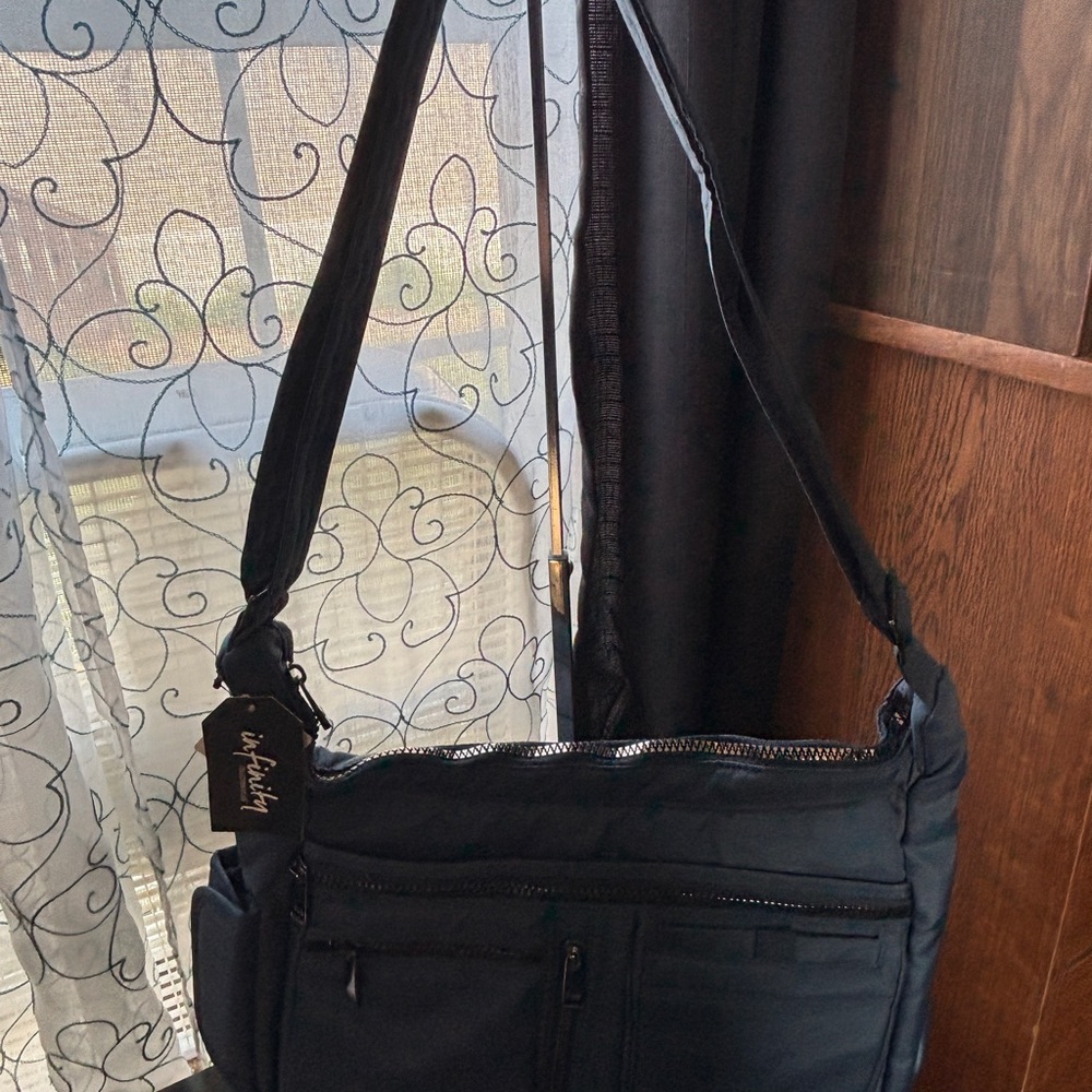 Lug Brushed Blue Double Dutch Shoulder Bag with Structured Design